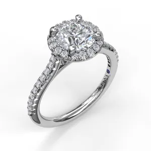 Fana Delicate Round Halo And Pave Band Engagement Ring