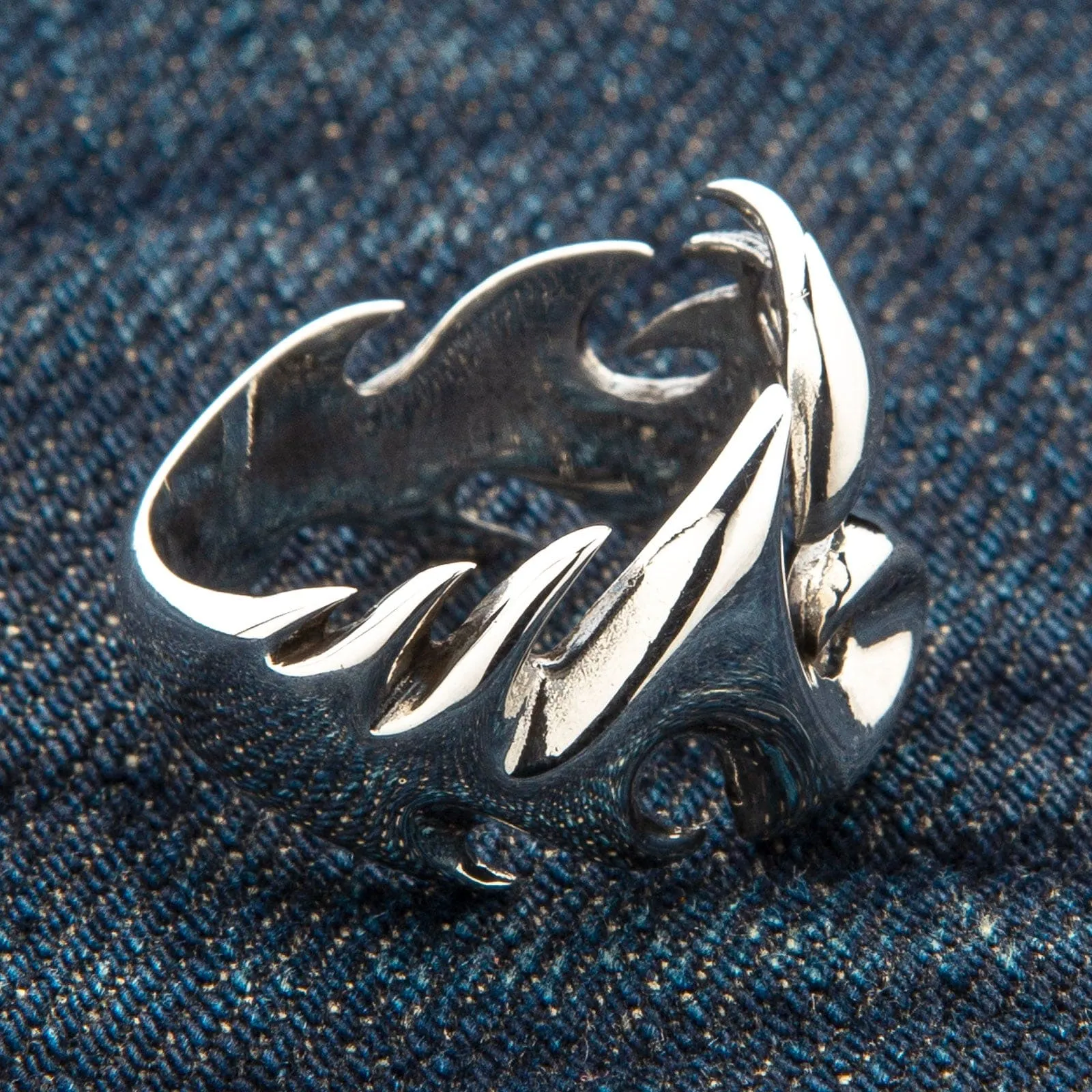 Flame Blade Tribal Tattoo Sterling Silver Gothic Ring