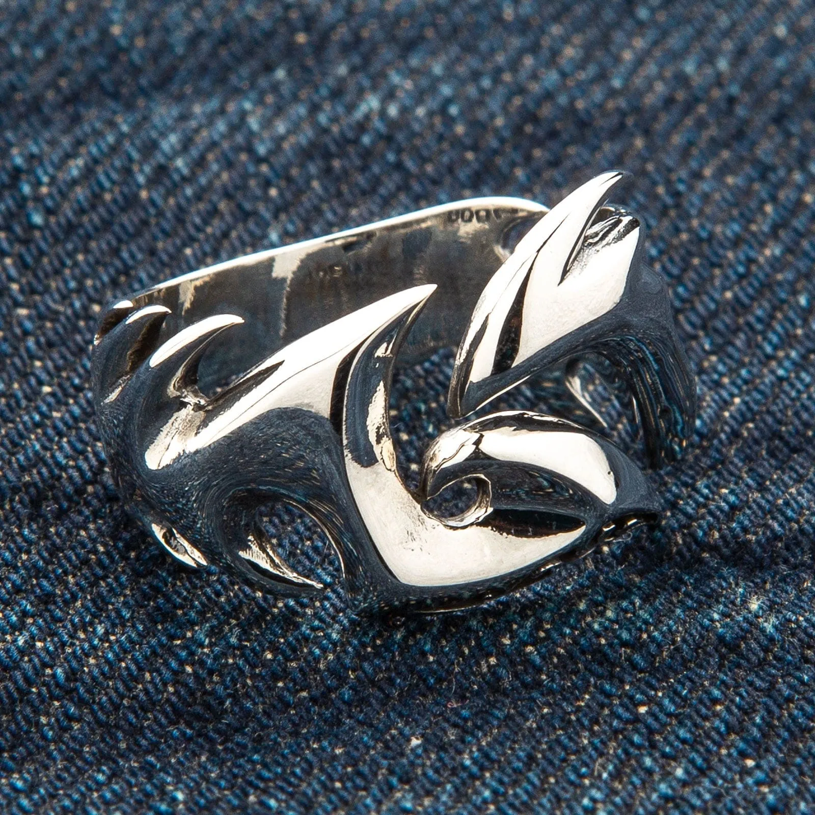 Flame Blade Tribal Tattoo Sterling Silver Gothic Ring