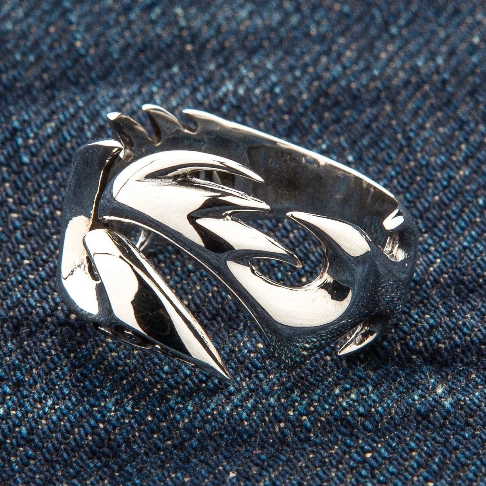 Flame Blade Tribal Tattoo Sterling Silver Gothic Ring