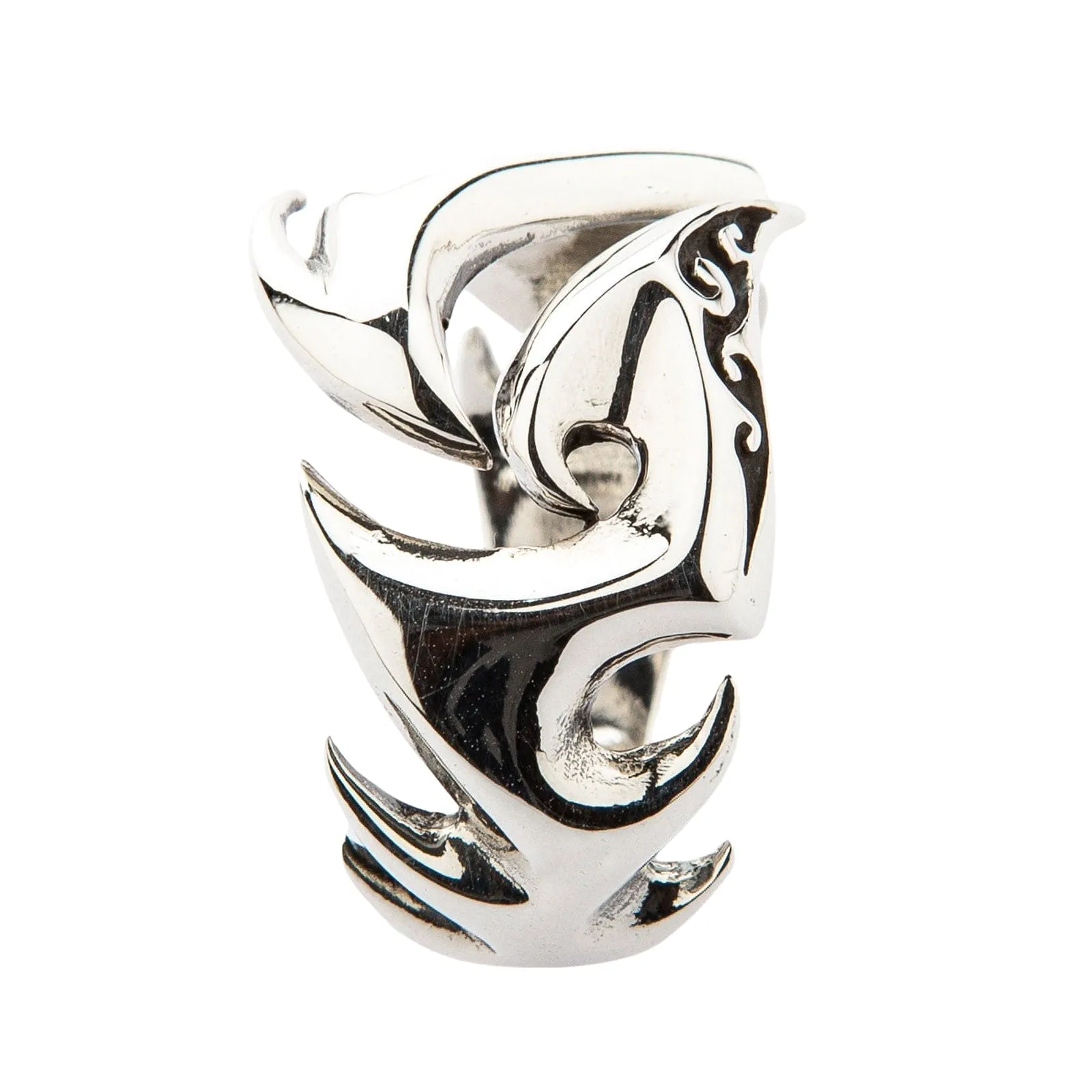 Flame Blade Tribal Tattoo Sterling Silver Gothic Ring