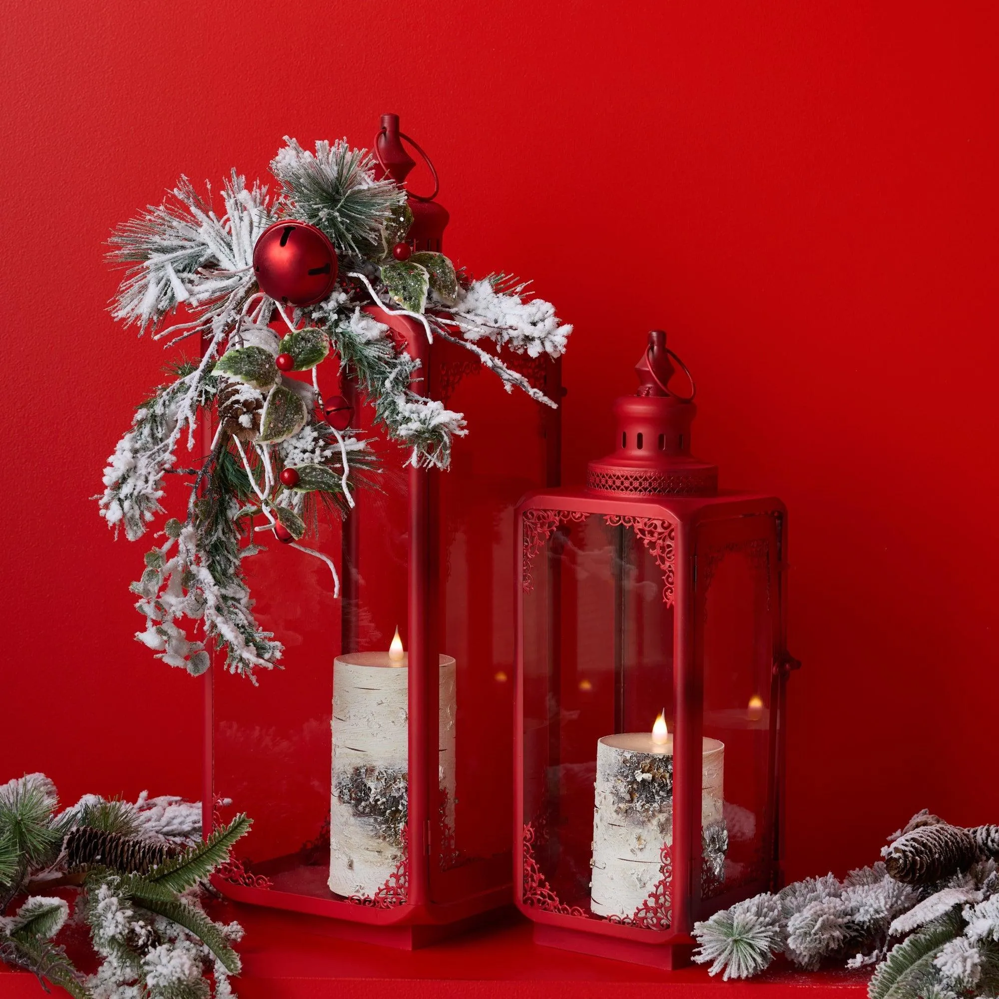 Flocked Oranment Pine Spray (Set of 2)