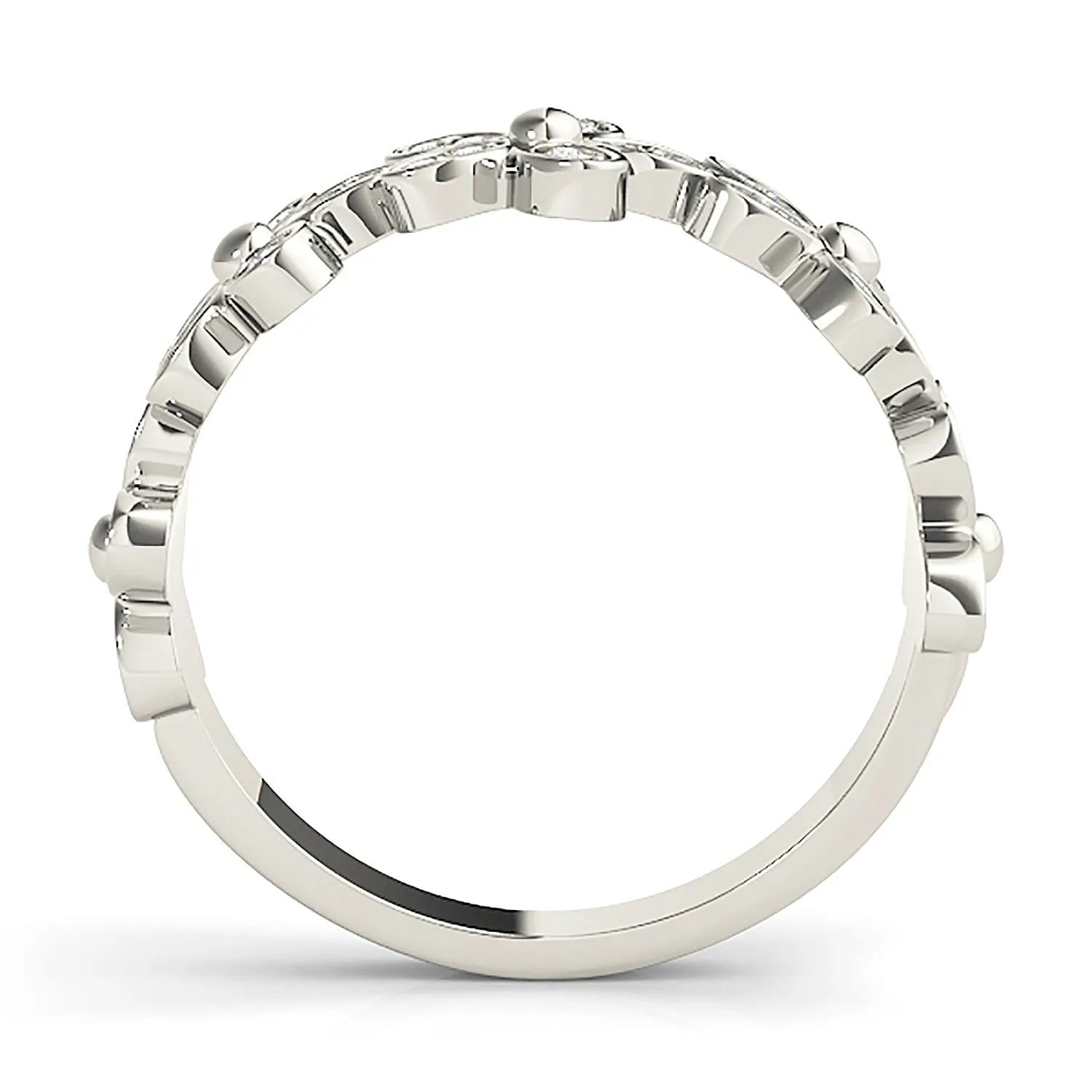 Flower Design Round Diamond Anniversary Ring