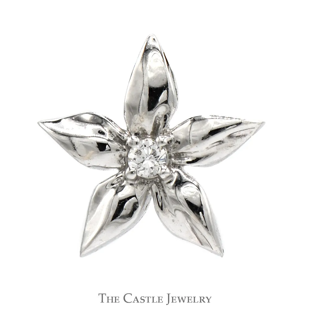 Flower Shaped Diamond Pendant in 14k White Gold