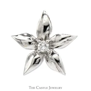 Flower Shaped Diamond Pendant in 14k White Gold