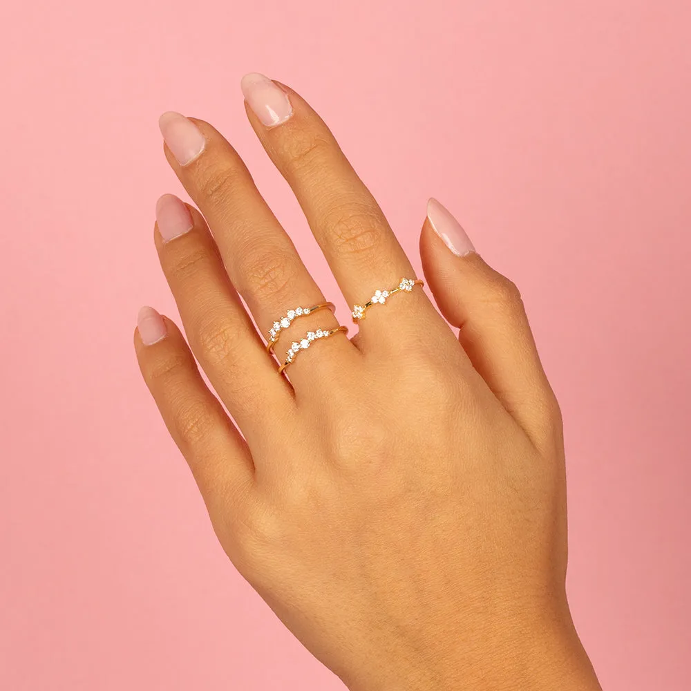 Four Leaf Flower CZ Ring
