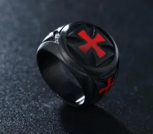 Freemason Cross Pattée Stainless Steel Ring