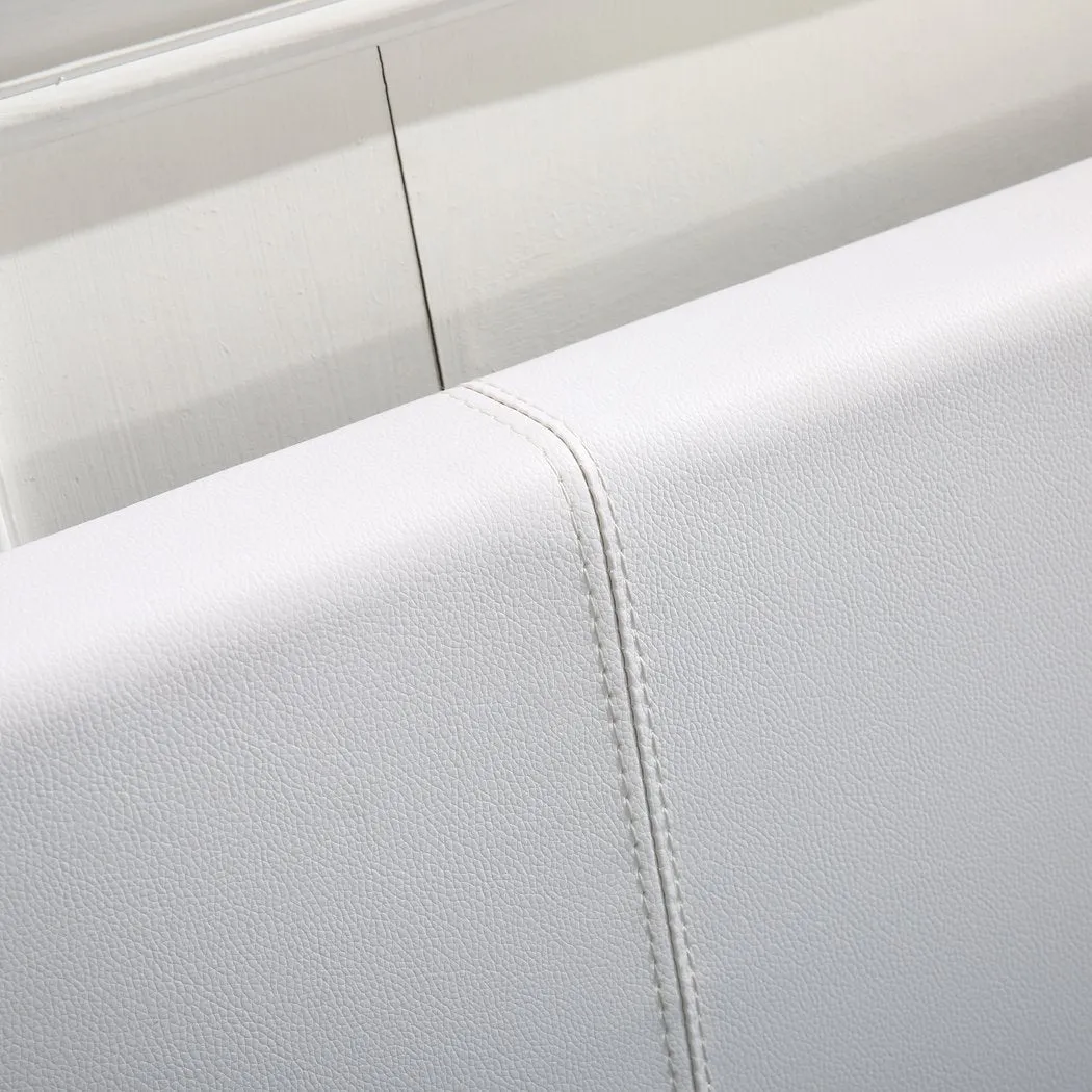 Gas Lift Bed Frame Leather Base Mattress Storage King Single Size White