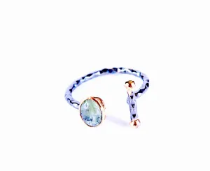 Gemstone Ring - Green Tourmaline with Bar