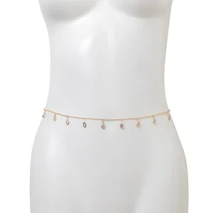 Geometric Rhinestone Tassel Belly Chain