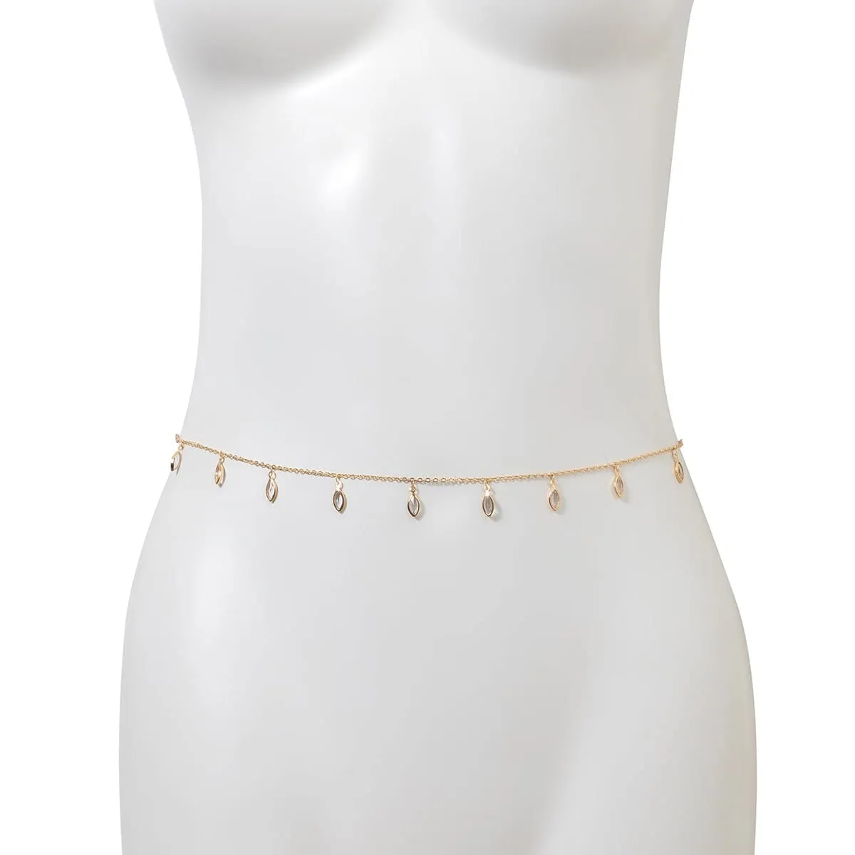 Geometric Rhinestone Tassel Belly Chain
