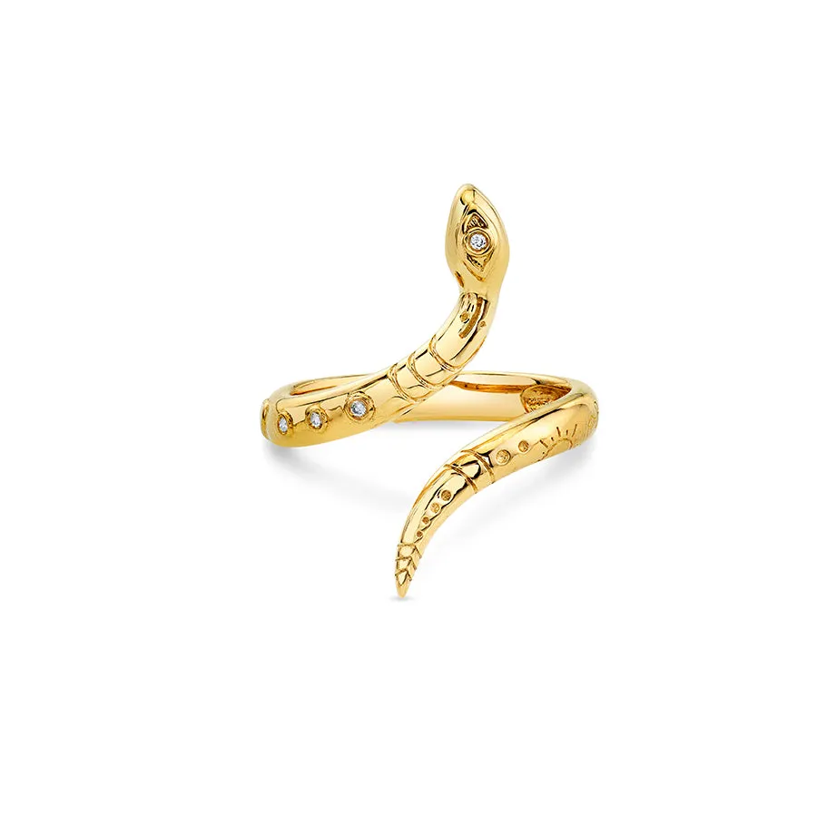 Gold & Diamond Snake Ring