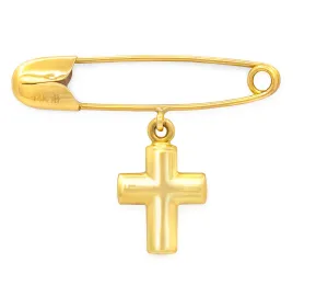 Gold Baby Pin with Cross