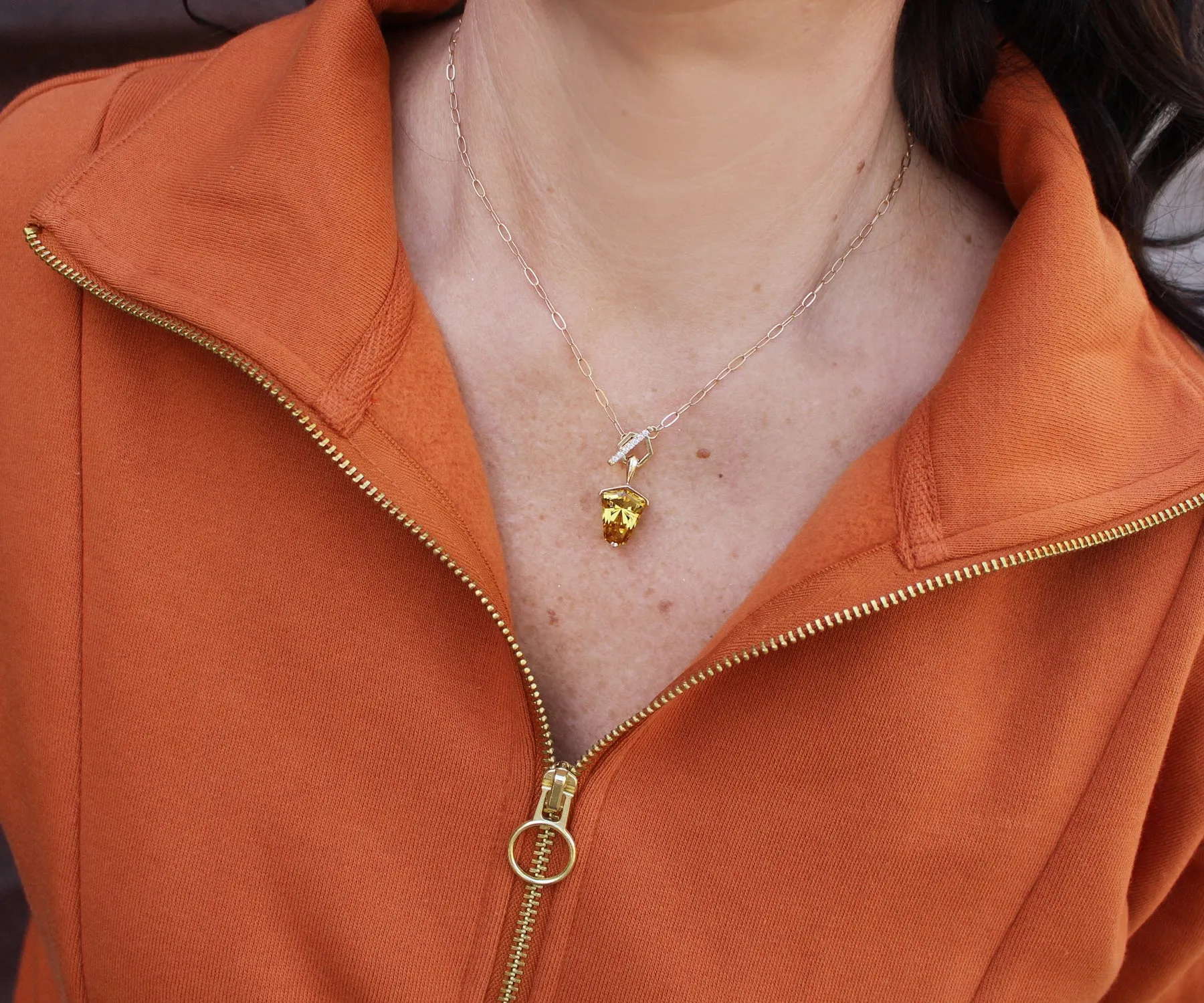 Golden Beryl Diamond Toggle Gold Necklace
