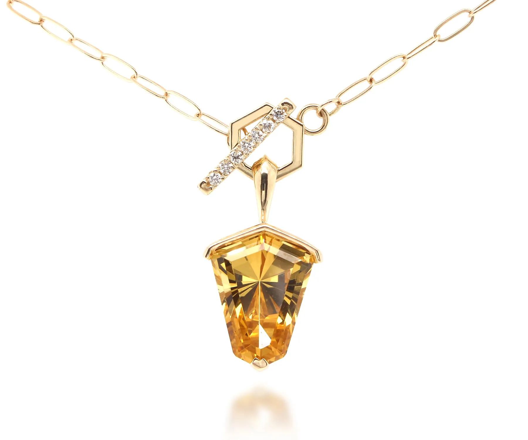 Golden Beryl Diamond Toggle Gold Necklace