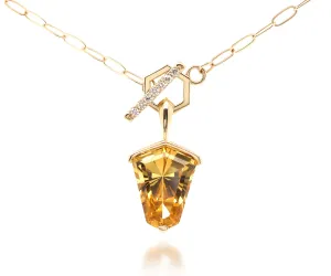 Golden Beryl Diamond Toggle Gold Necklace