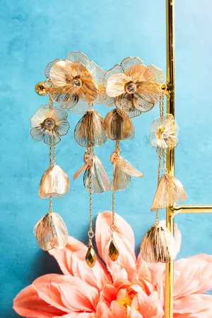 Goldtone Flower Cascade Earrings