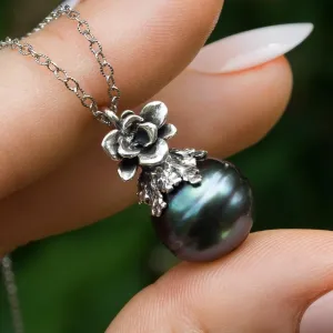 Green Edison Pearl Silver Pendant