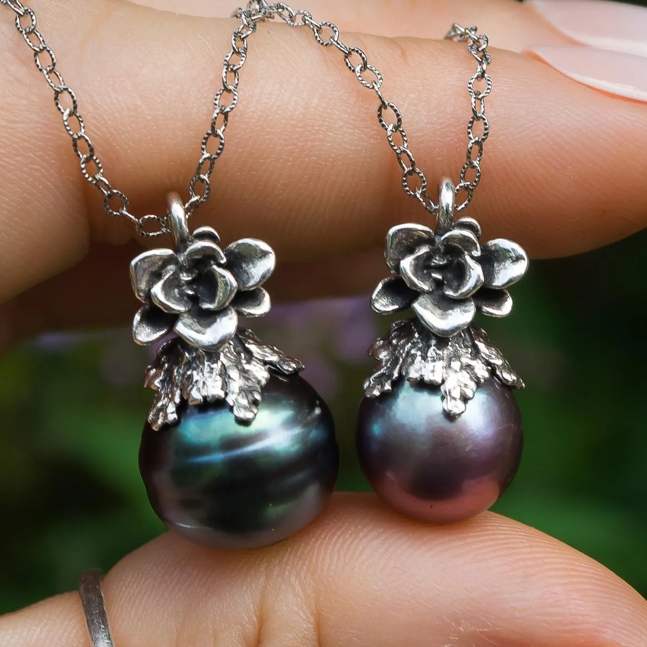 Green Edison Pearl Silver Pendant