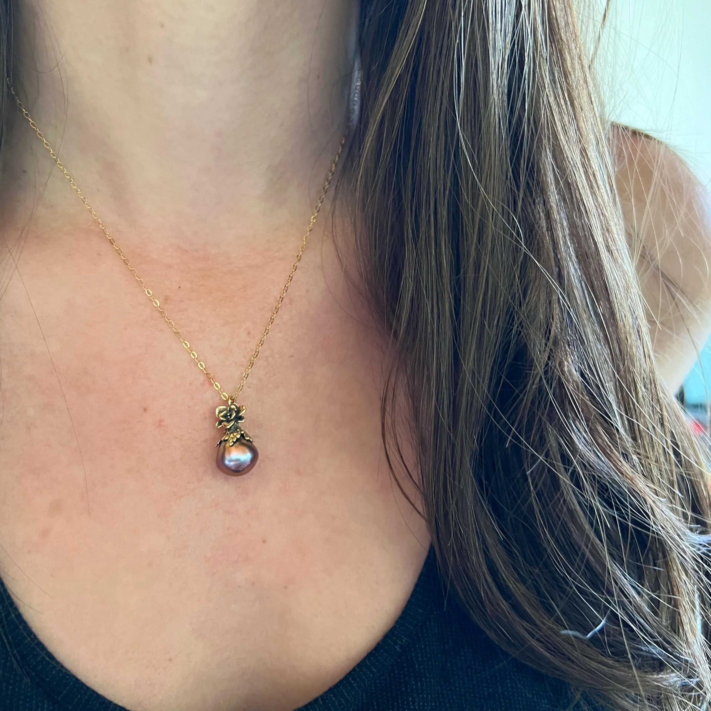 Green Edison Pearl Silver Pendant