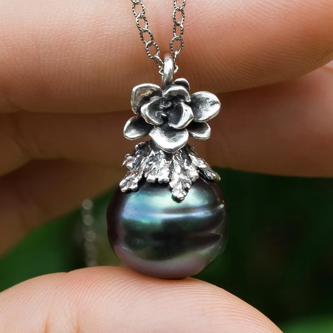 Green Edison Pearl Silver Pendant