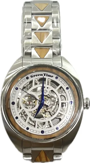 Green time Automatic Limited Edition Watch 500pz 47mm Skeletal Automatic Steel Wood Zw187b