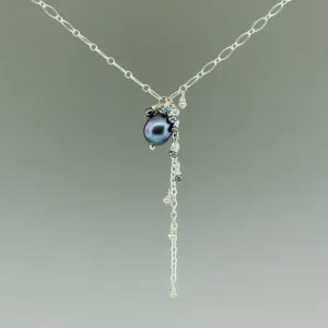 Grey Pearl, Petite Cascading Necklace