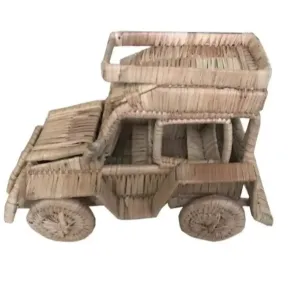 Hand Crafted Palm Leaf Model Of Land Rover - Rustic Charm Beautiful Detail