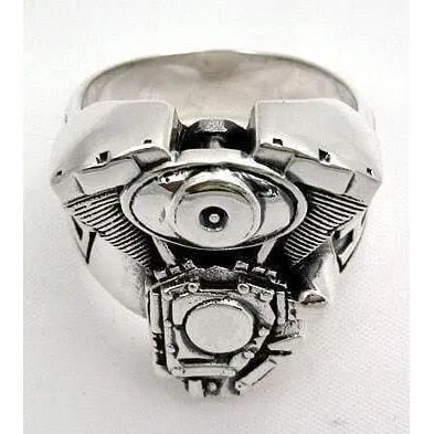 Harley Engine Sterling Silver Chopper Motorcycle Biker Ring