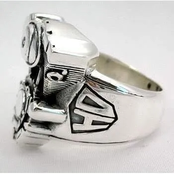 Harley Engine Sterling Silver Chopper Motorcycle Biker Ring