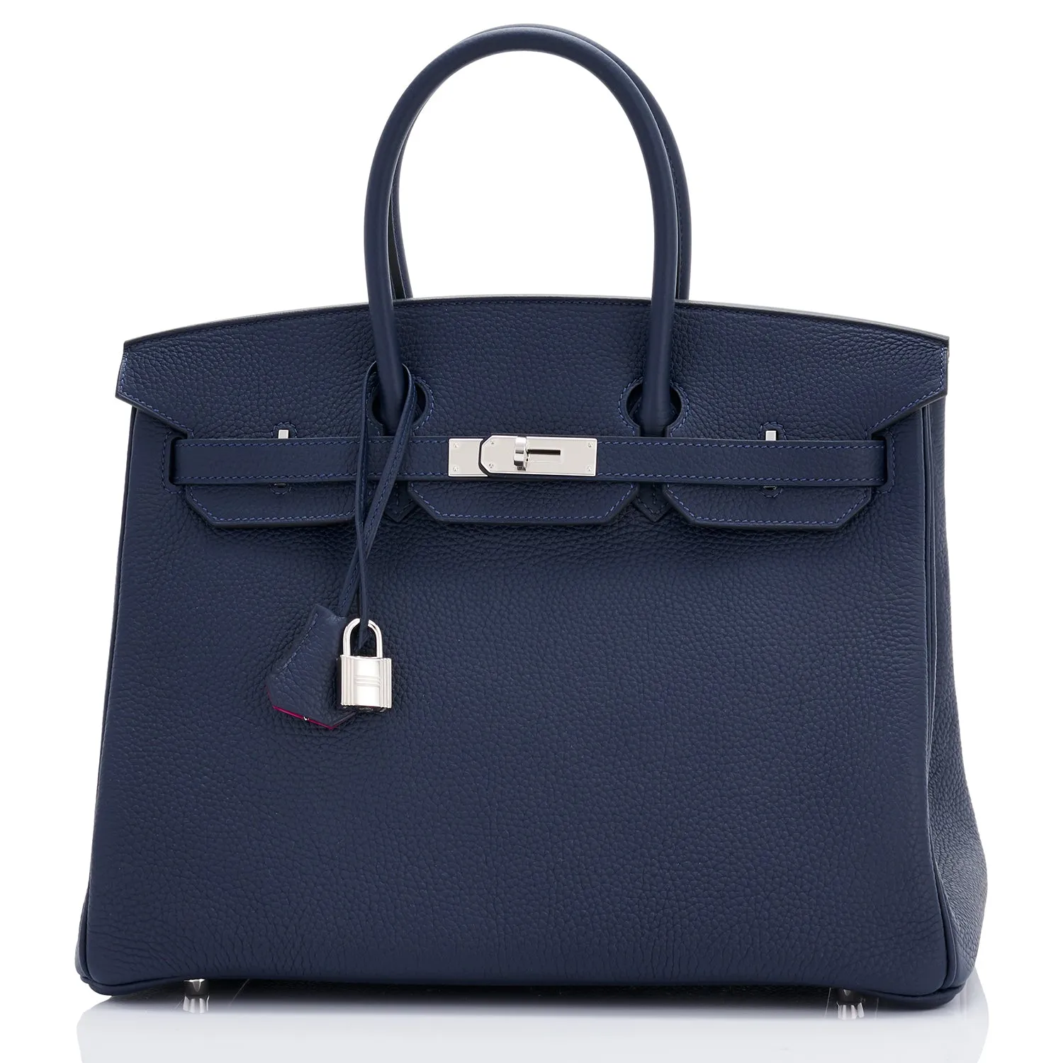 Hermes Blue Nuit "Verso" Rose Pourpre 35cm Birkin