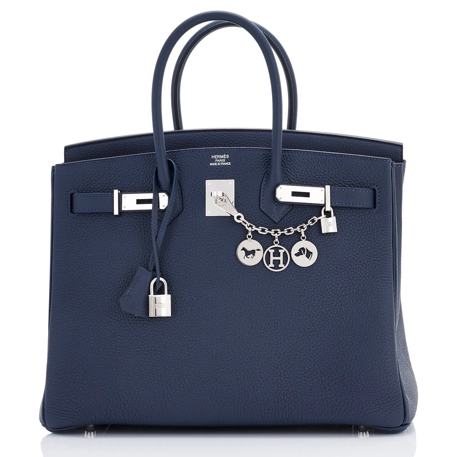 Hermes Blue Nuit "Verso" Rose Pourpre 35cm Birkin