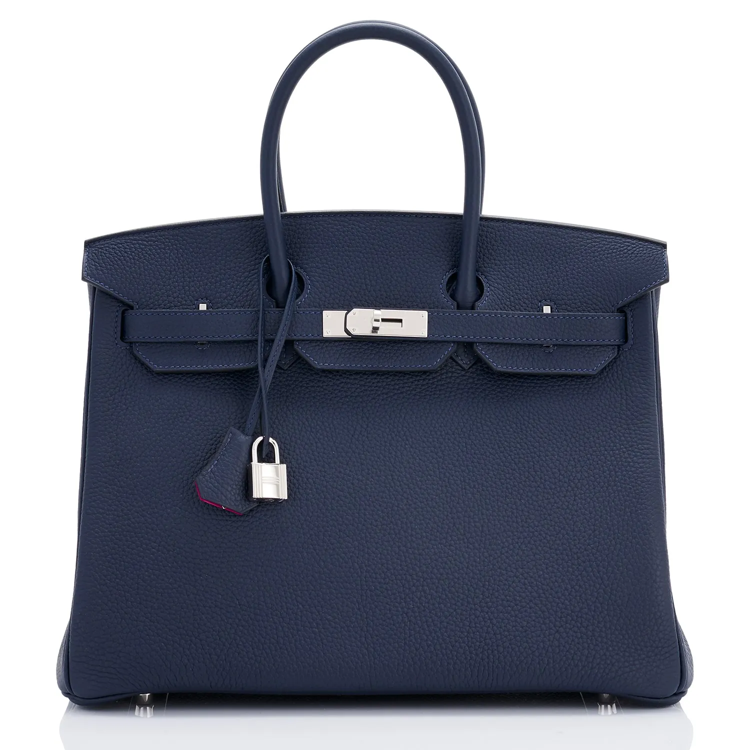 Hermes Blue Nuit "Verso" Rose Pourpre 35cm Birkin