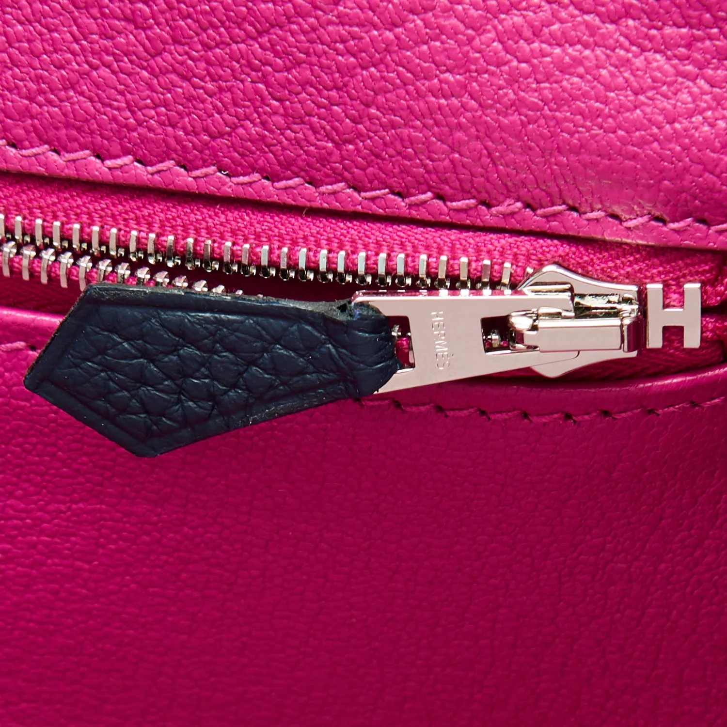 Hermes Blue Nuit "Verso" Rose Pourpre 35cm Birkin