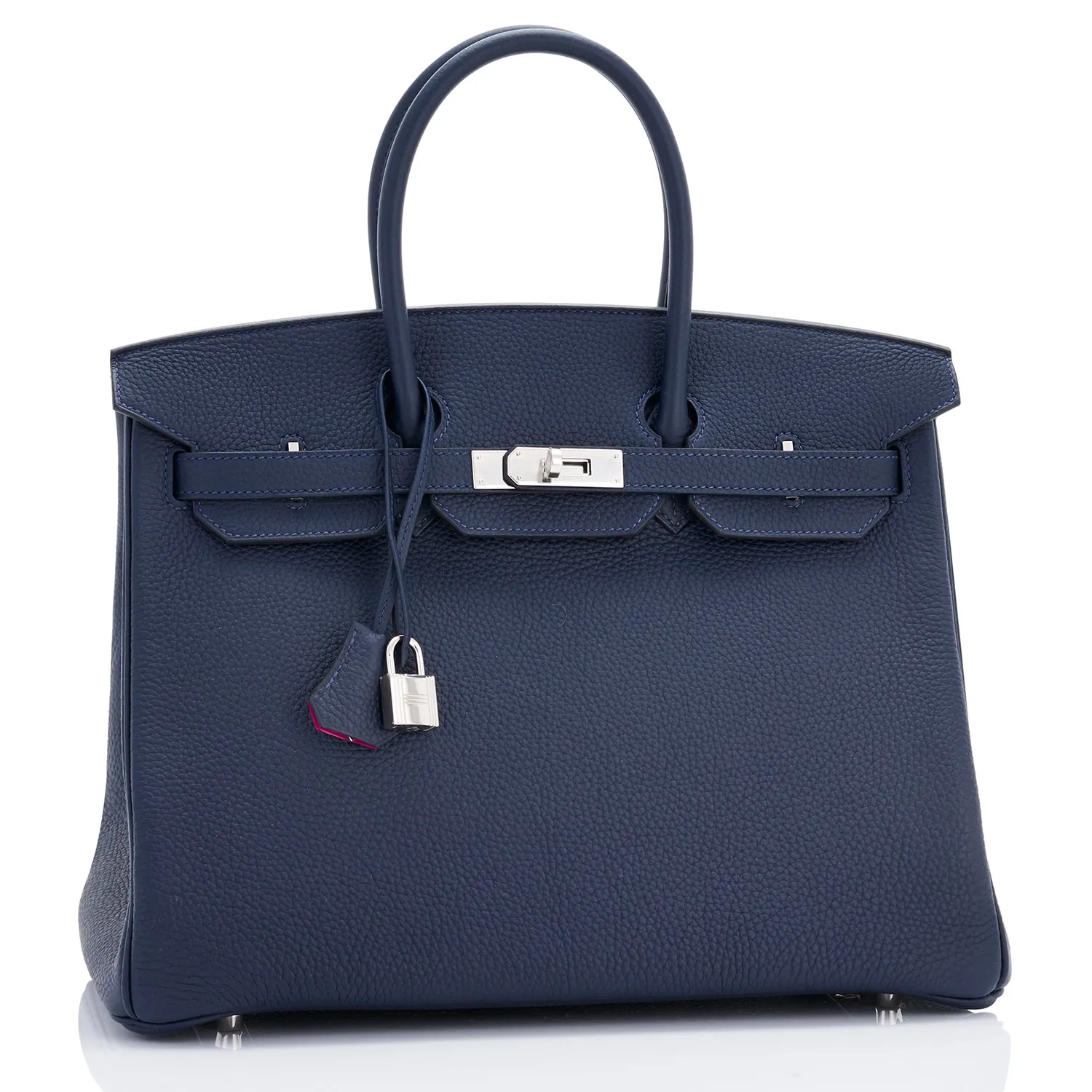 Hermes Blue Nuit "Verso" Rose Pourpre 35cm Birkin