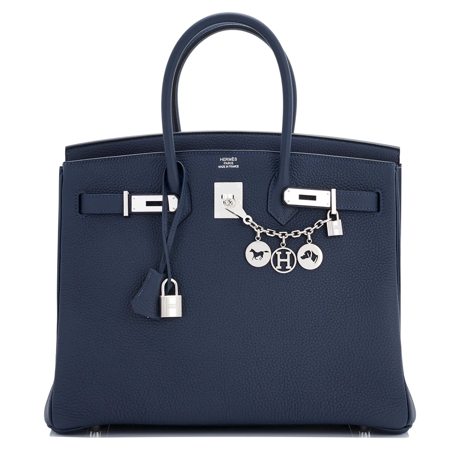Hermes Blue Nuit "Verso" Rose Pourpre 35cm Birkin