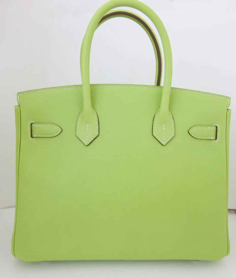 Hermes Candy Kiwi / Lichen 30cm Birkin Epsom PHW