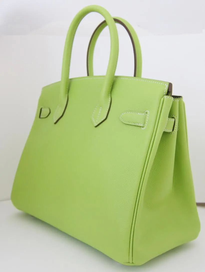 Hermes Candy Kiwi / Lichen 30cm Birkin Epsom PHW