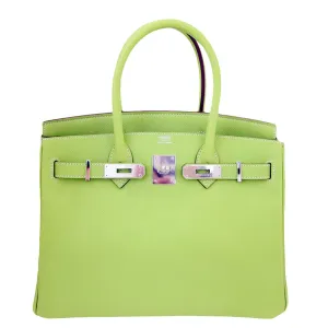 Hermes Candy Kiwi / Lichen 30cm Birkin Epsom PHW
