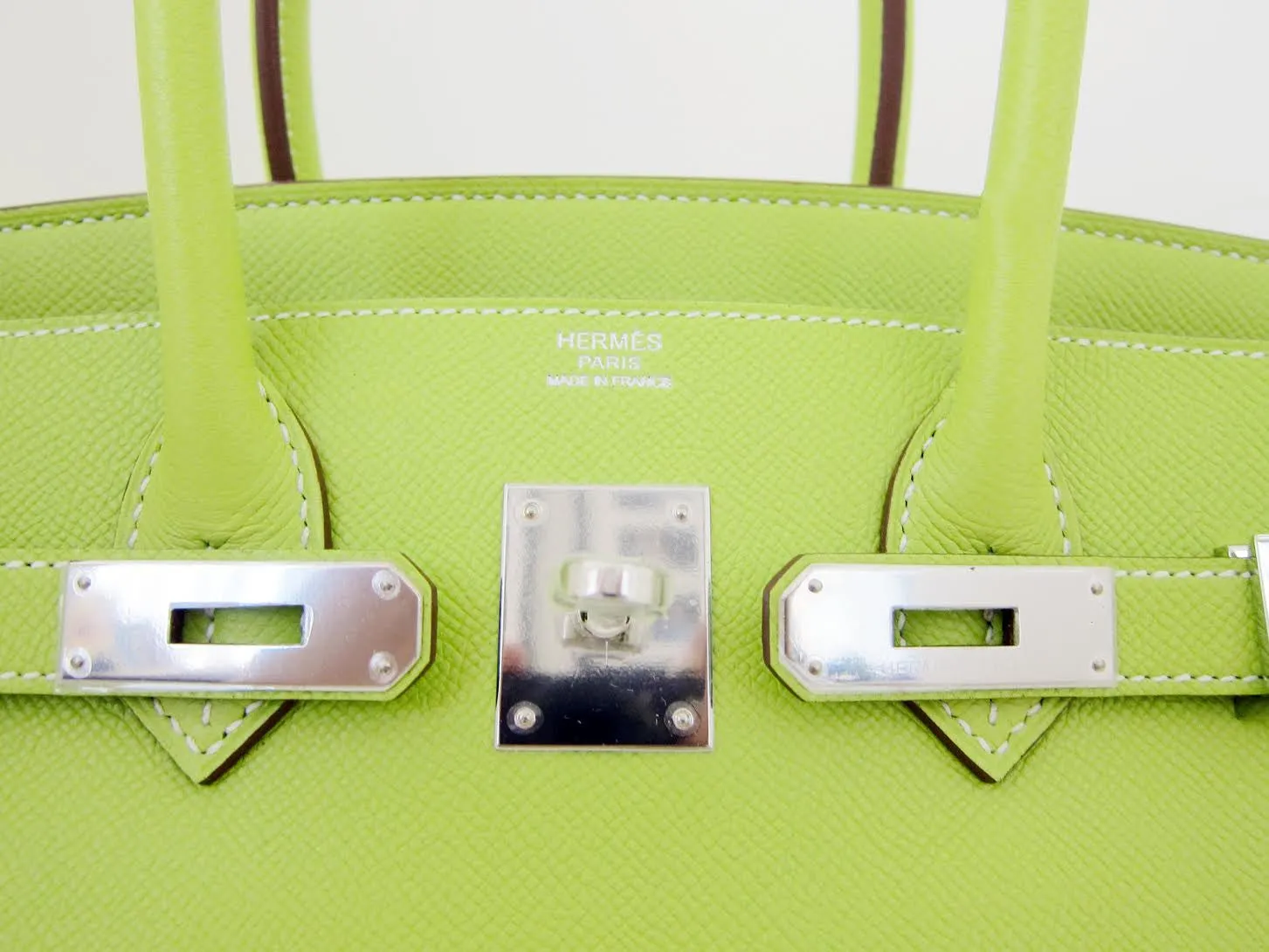 Hermes Candy Kiwi / Lichen 30cm Birkin Epsom PHW