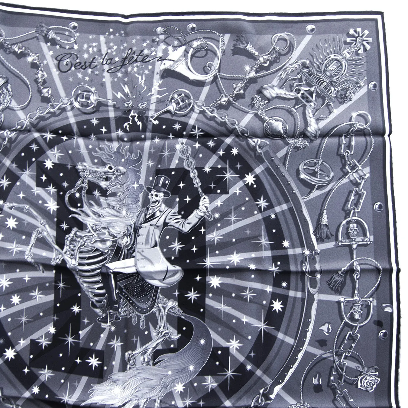 Hermes C'est La Fete 70cm Unisex Silk Skull Scarf Carre Grail