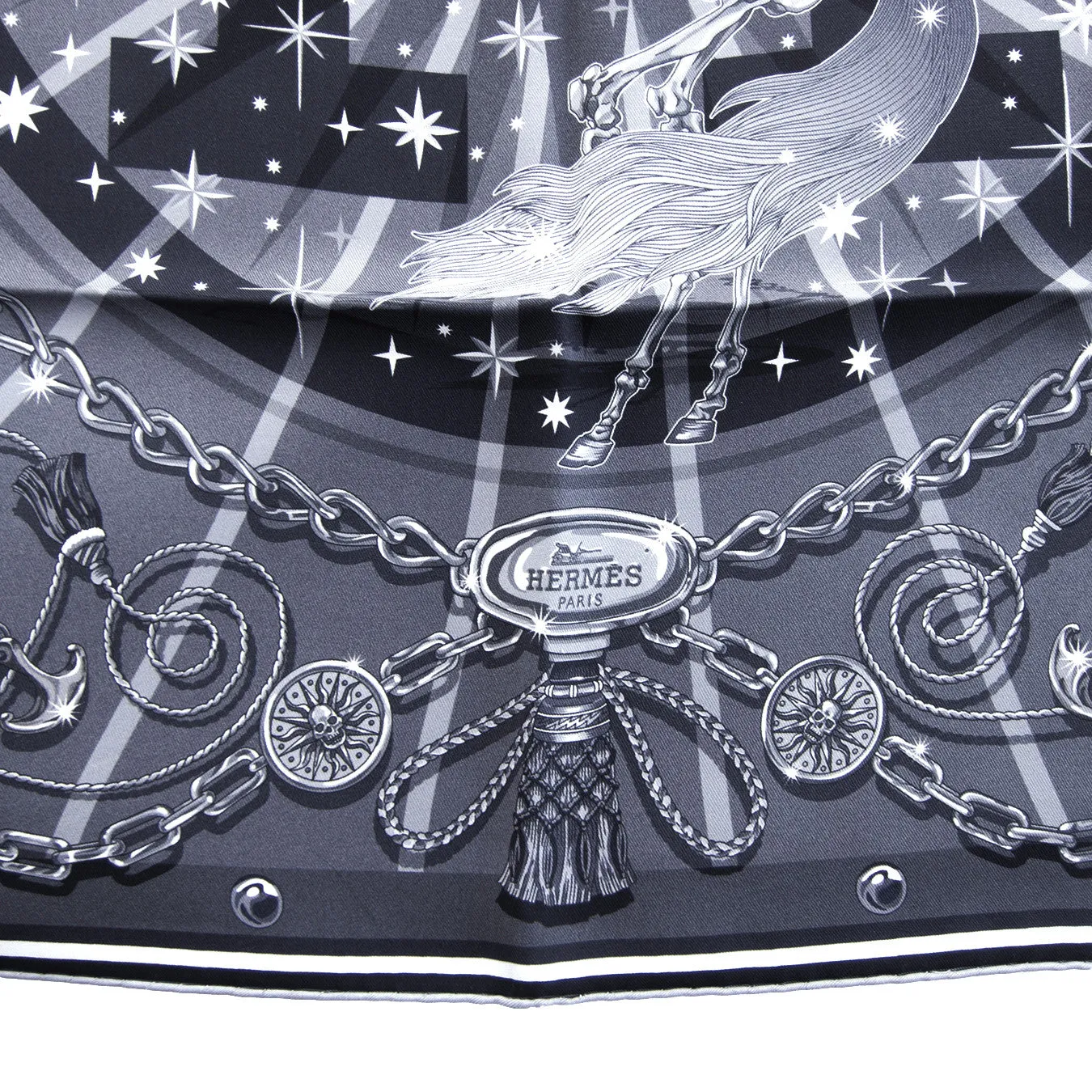 Hermes C'est La Fete 70cm Unisex Silk Skull Scarf Carre Grail