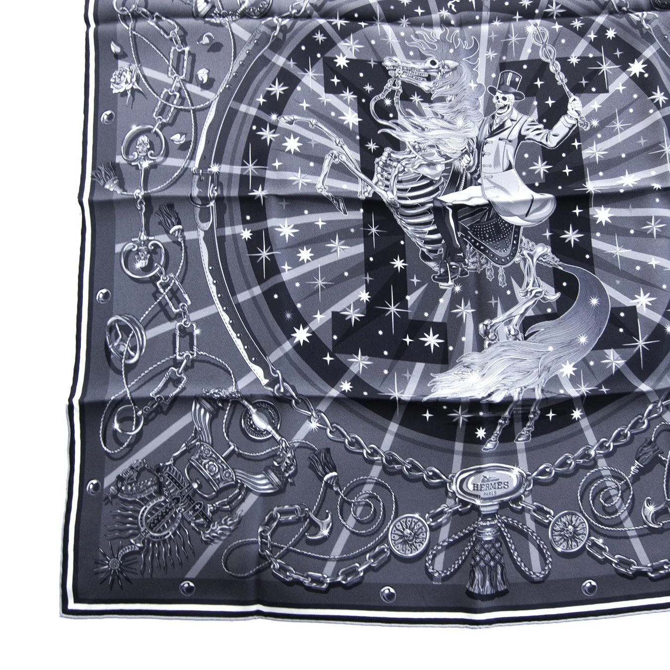 Hermes C'est La Fete 70cm Unisex Silk Skull Scarf Carre Grail
