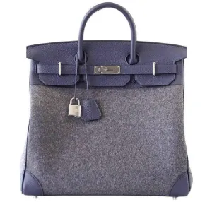 Hermès Birkin 40 HAC Gris Wool Blue Togo PHW Bag