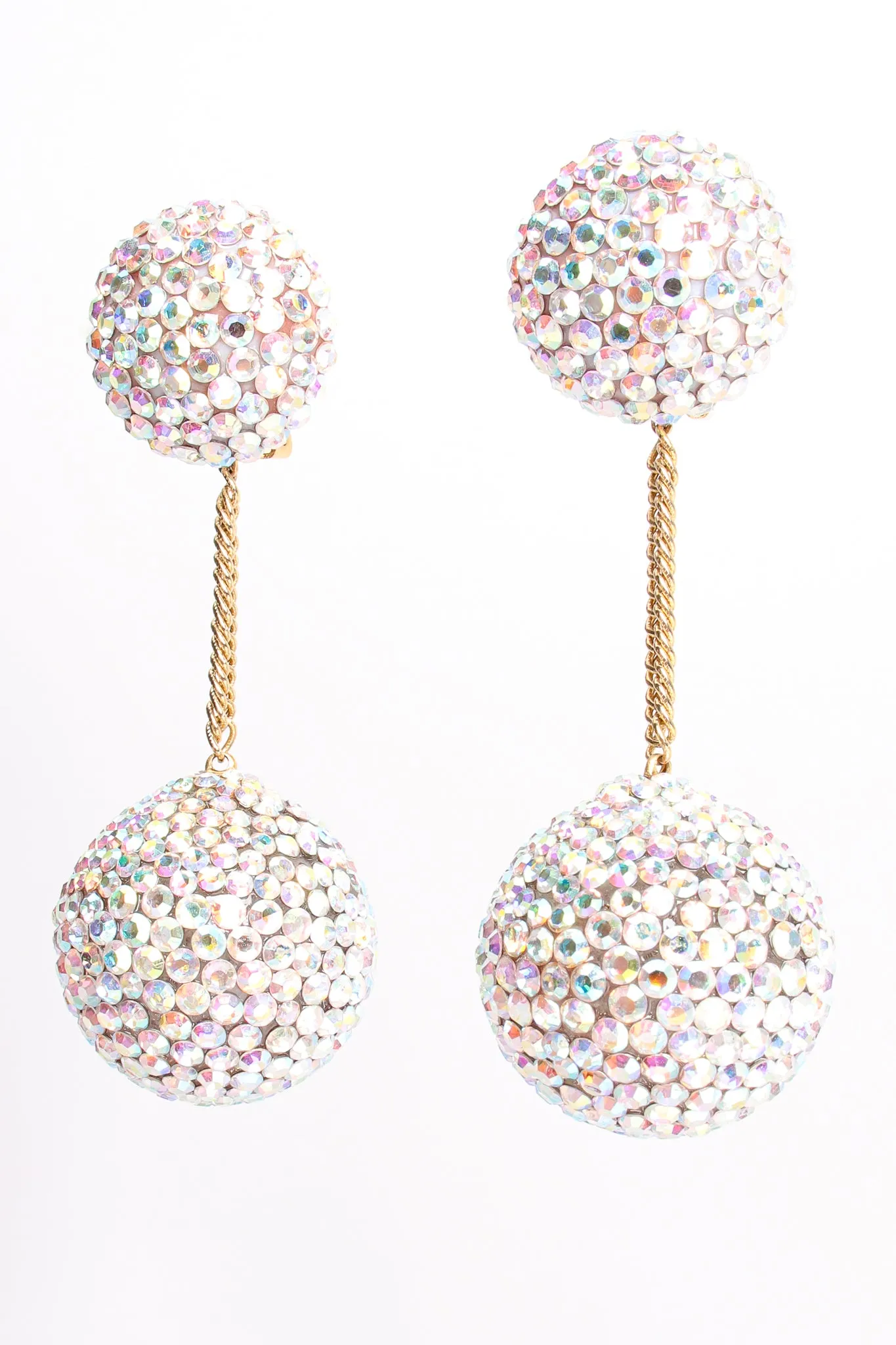 Iridescent Rhinestone Ball Drop Earrings
