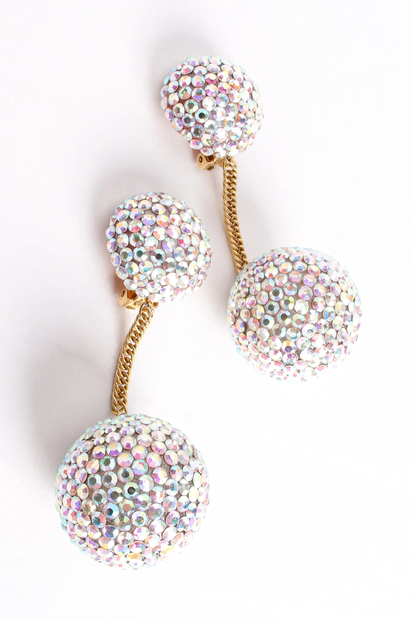 Iridescent Rhinestone Ball Drop Earrings