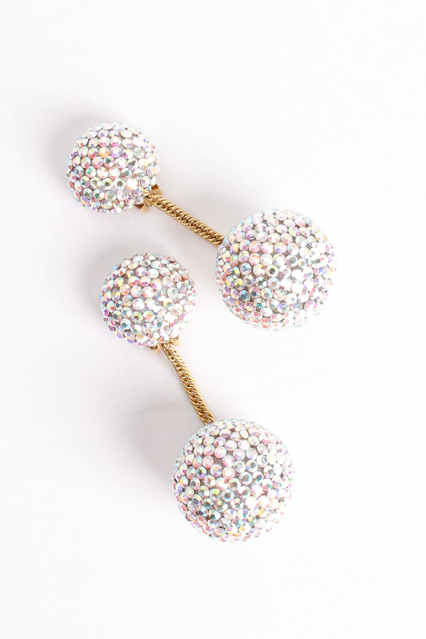 Iridescent Rhinestone Ball Drop Earrings