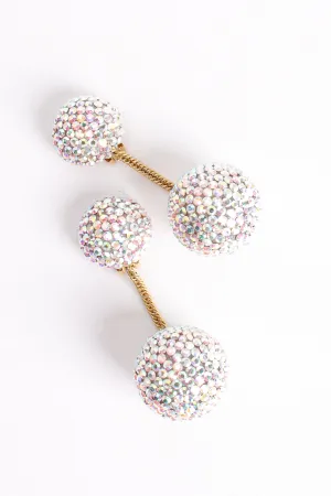 Iridescent Rhinestone Ball Drop Earrings