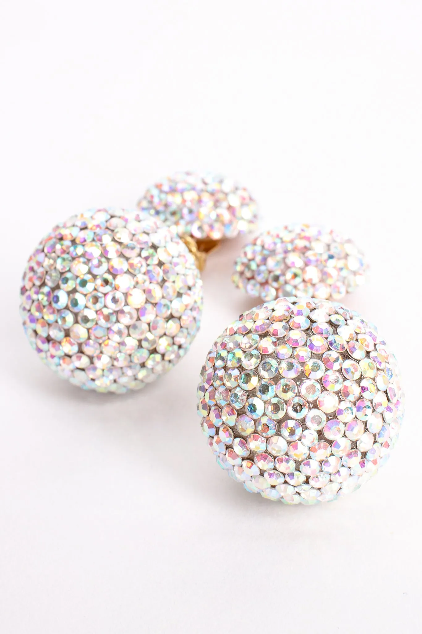 Iridescent Rhinestone Ball Drop Earrings
