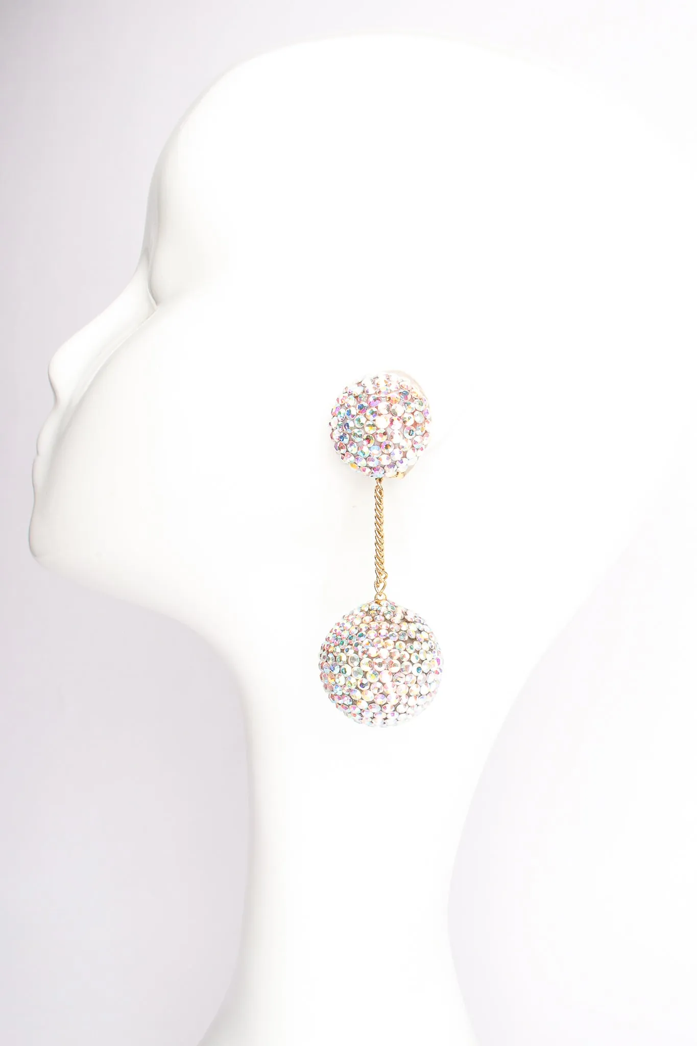 Iridescent Rhinestone Ball Drop Earrings